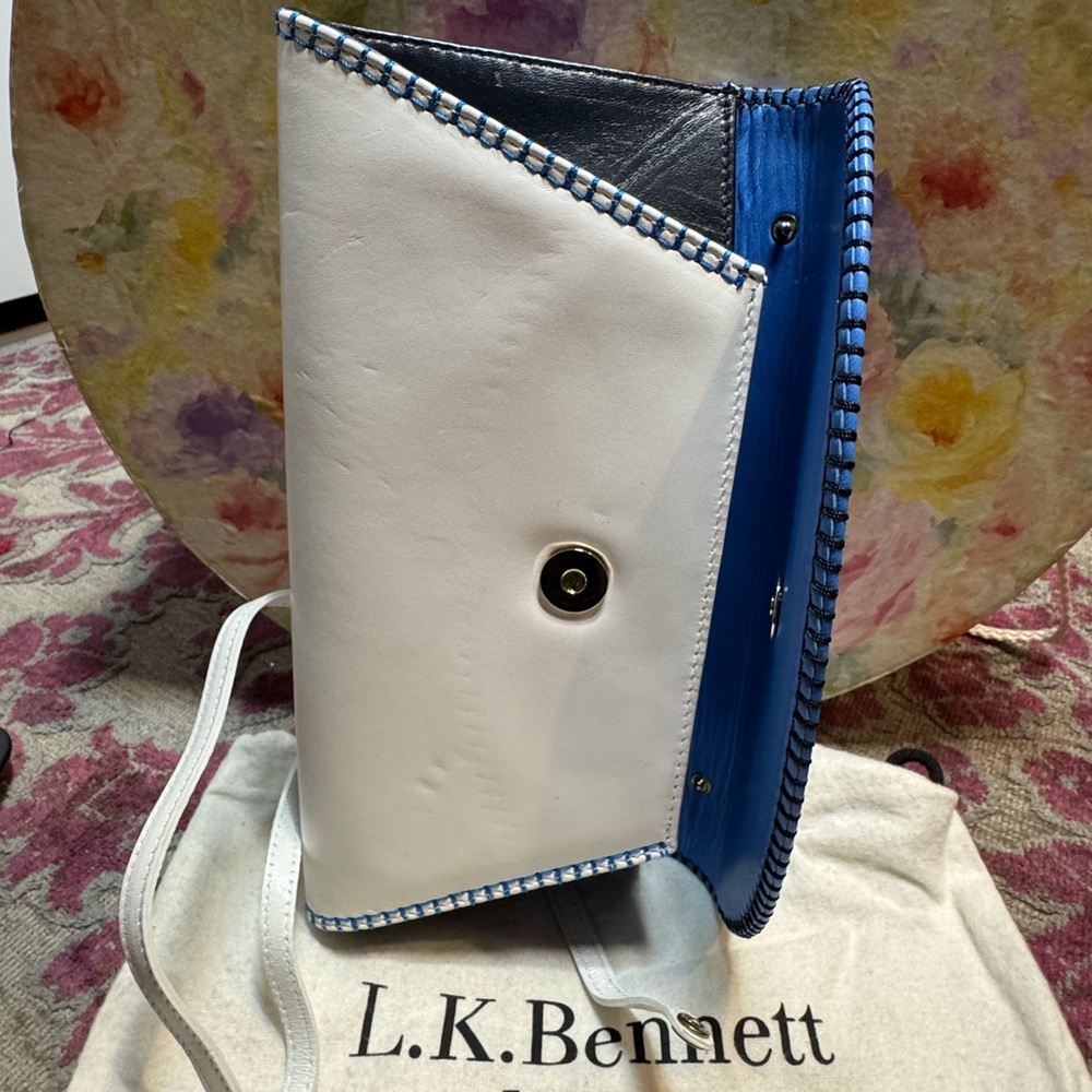 NWT - LK Bennett Sky Blue, Navy and White Clutch - Picture 16 of 16